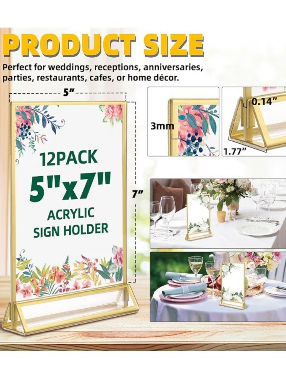 8 HIIMIEI Acrylic Gold Sign Holder - Picture 5 of 5